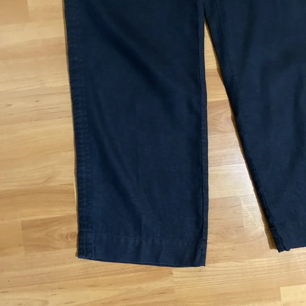 Quince Womens Black Linen Pull On Wide‎ Leg Crop Pant Travel Minimalist- Size S